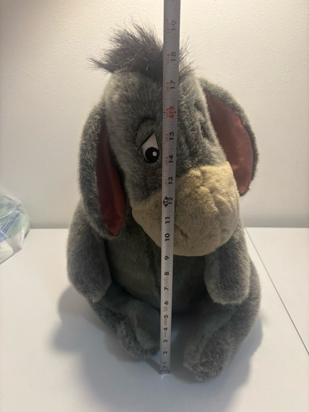 Disney Store Eeyore Plush 18" Winnie the Pooh Grey Detachable Tail - Picture 10 of 10